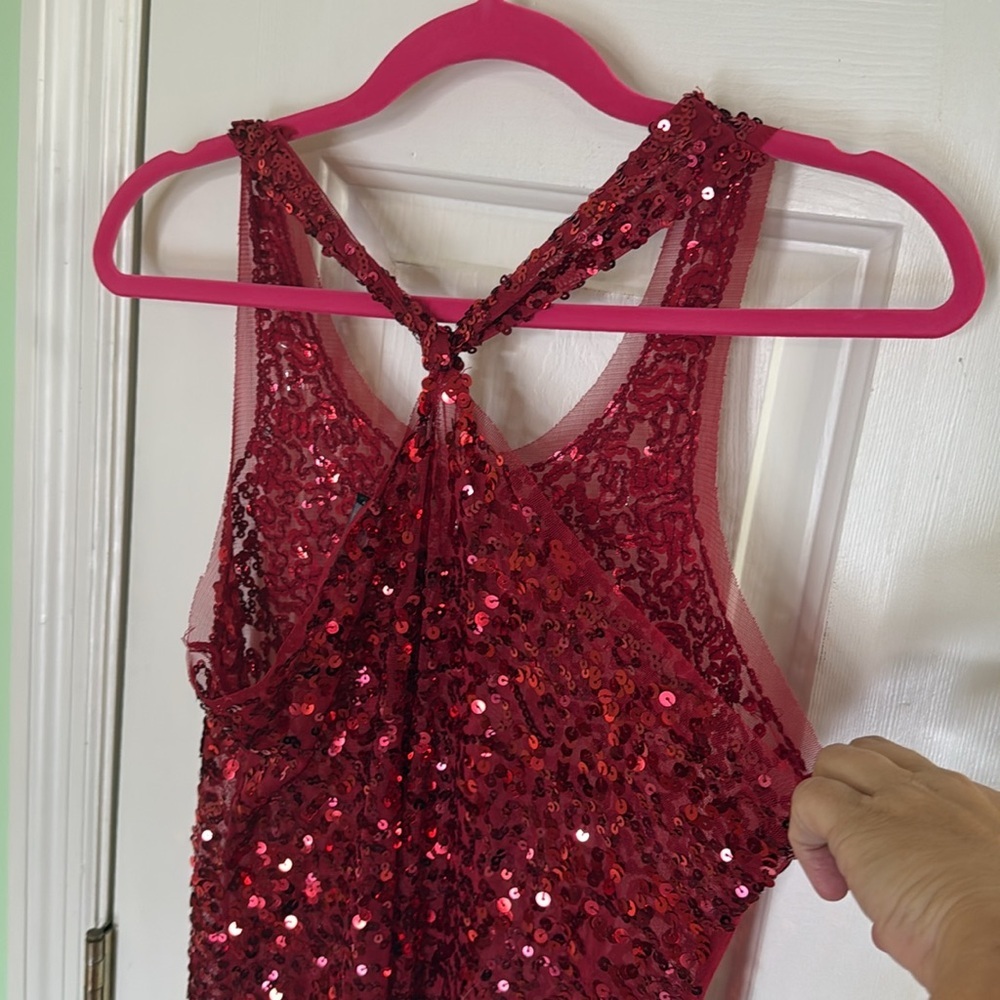 Wet Seal Red Sequined Shiny Sparkly Mesh Racer Ba… - image 6
